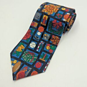 ESPN Men's Holiday Christmas 100% Silk Necktie Festive Sports Theme